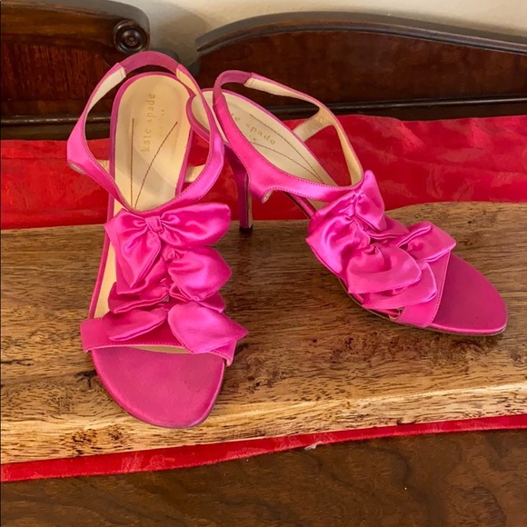 Kate Spade pink satin bow t-strap heels 8.5 - Picture 1 of 5